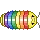 pixel art of a neon rainbow isopod